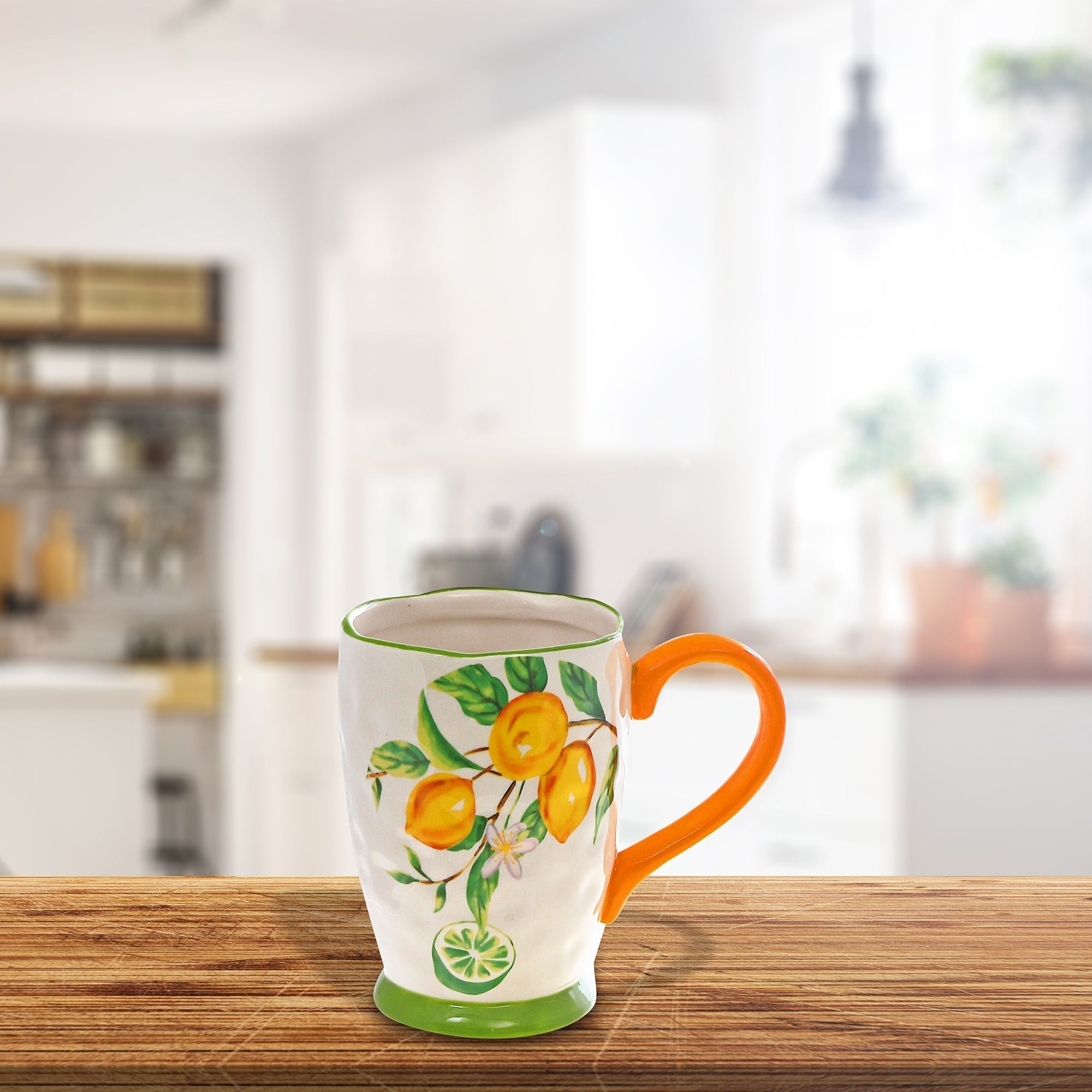 Ceramic Lemon Coffee Mug - Set of 4 Decorative Kitchen Drinkware
