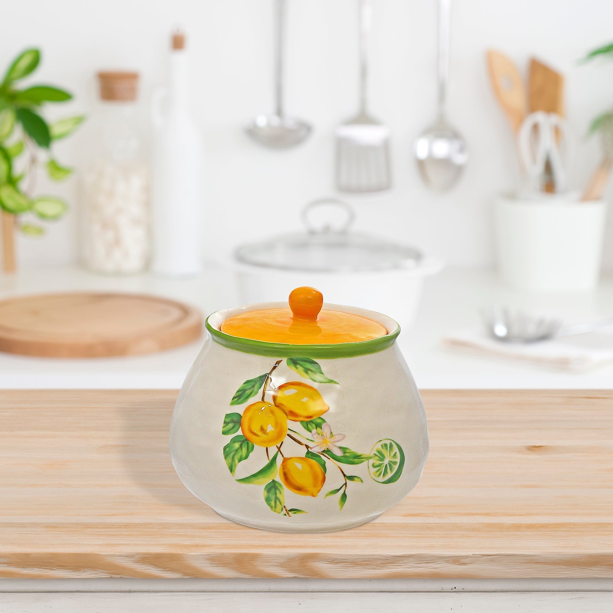 Ceramic Lemon Kitchen Canister Decorative Food Storage Container