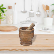 Mango Wood Mortar & Pestle 5 Inch, Kitchen Grinding Tool, Rustic Home Accessory