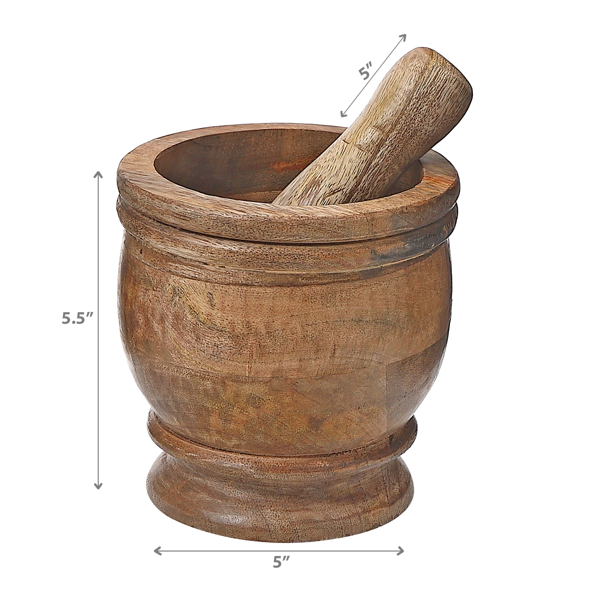 Mango Wood Mortar & Pestle 5 Inch, Kitchen Grinding Tool, Rustic Home Accessory