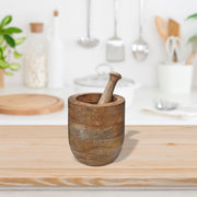 Mango Wood Mortar & Pestle 5.5 Inch, Kitchen Grinding Tool, Rustic Home Accessory