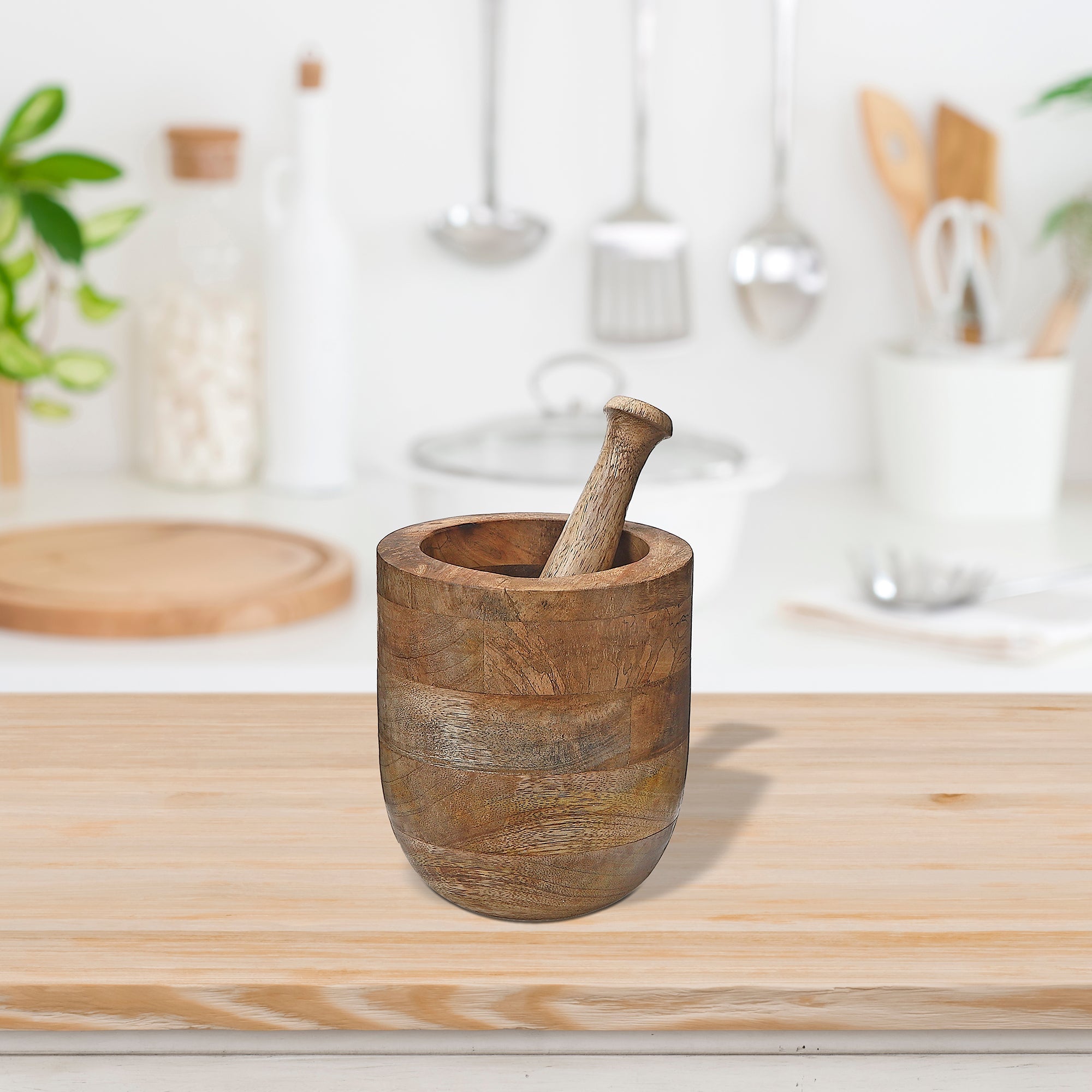 Mango Wood Mortar & Pestle 5.5 Inch, Kitchen Grinding Tool, Rustic Home Accessory