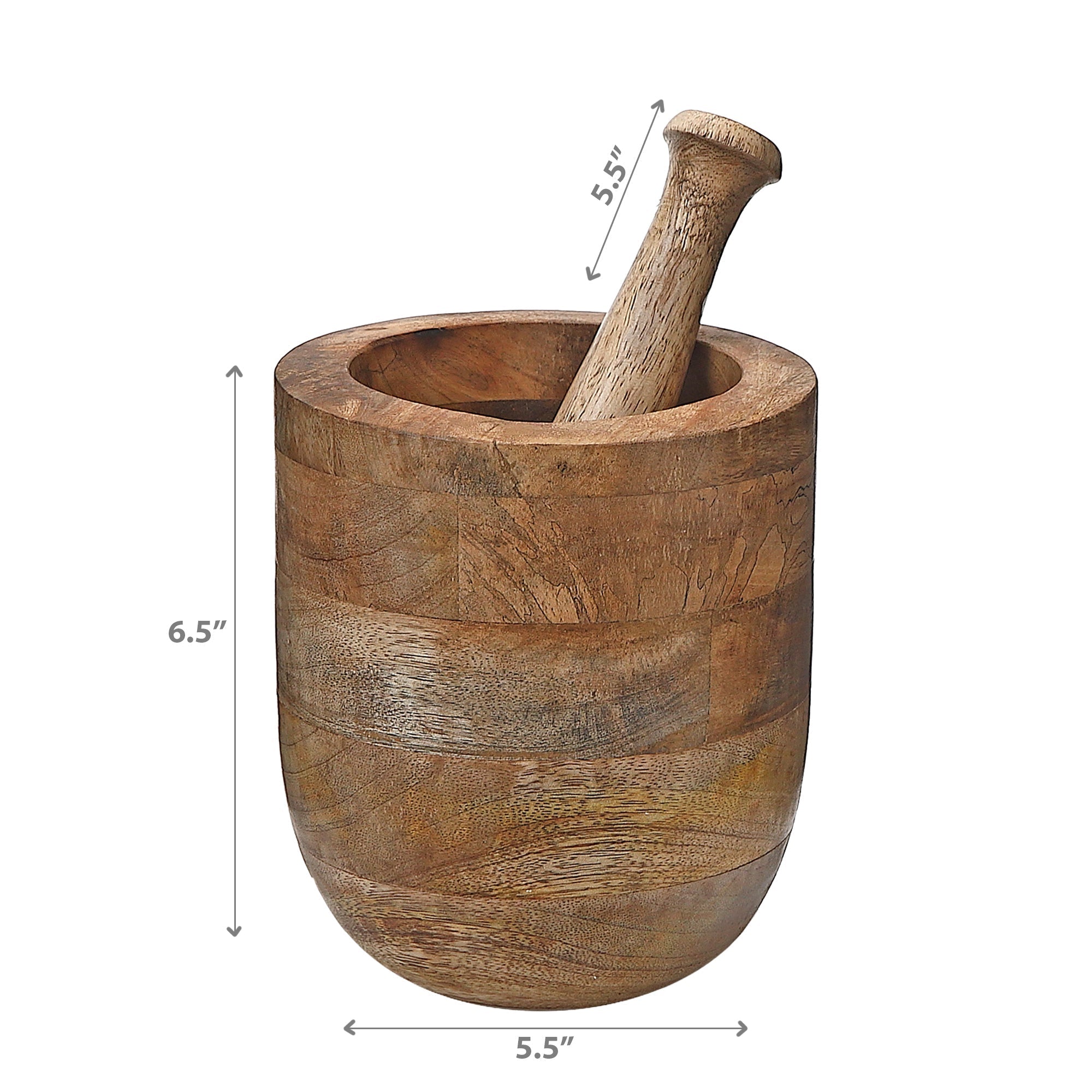 Mango Wood Mortar & Pestle 5.5 Inch, Kitchen Grinding Tool, Rustic Home Accessory