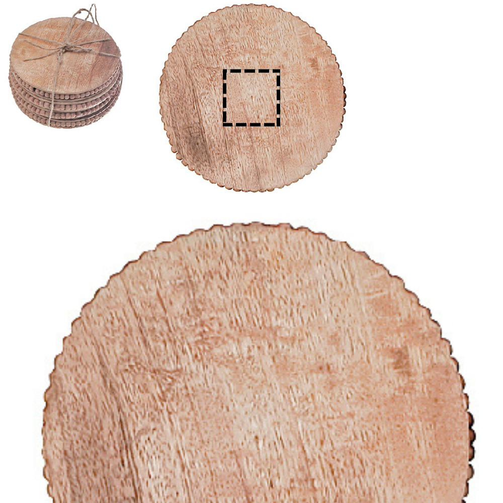 Custom Natural Wood Beaded Round Drink Coasters Set Of 4, Rustic Table Coasters, Farmhouse Home Decor, Coffee Table Accessories