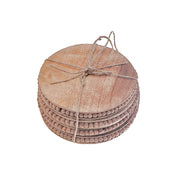 Custom Natural Wood Beaded Round Drink Coasters Set Of 4, Rustic Table Coasters, Farmhouse Home Decor, Coffee Table Accessories