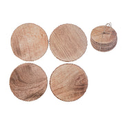 Custom Natural Wood Beaded Round Drink Coasters Set Of 4, Rustic Table Coasters, Farmhouse Home Decor, Coffee Table Accessories