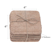 Natural Beaded Square Coasters Set Of 4, Rustic Drinkware Accessories, Table Protection