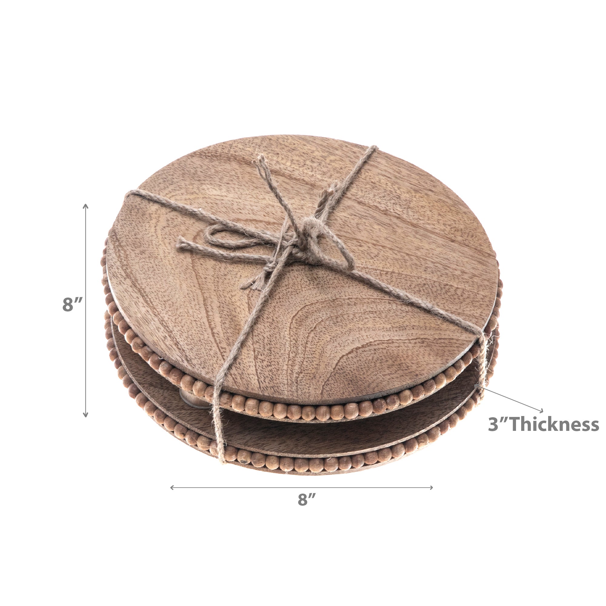 Mango Wood Beaded Round Trivet Set Of 2, Kitchen Table Protector, Rustic Home Decor