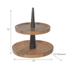 Mango Wood 2 Tier Round Cake Stand Natural & Black