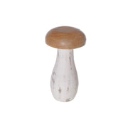 Mango Wood Natural And White Mushroom Sculpture, Large Rustic Home Decor Accent