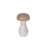 Mango Wood Natural And White Mushroom Sculpture, Small Rustic Home Decor Accent
