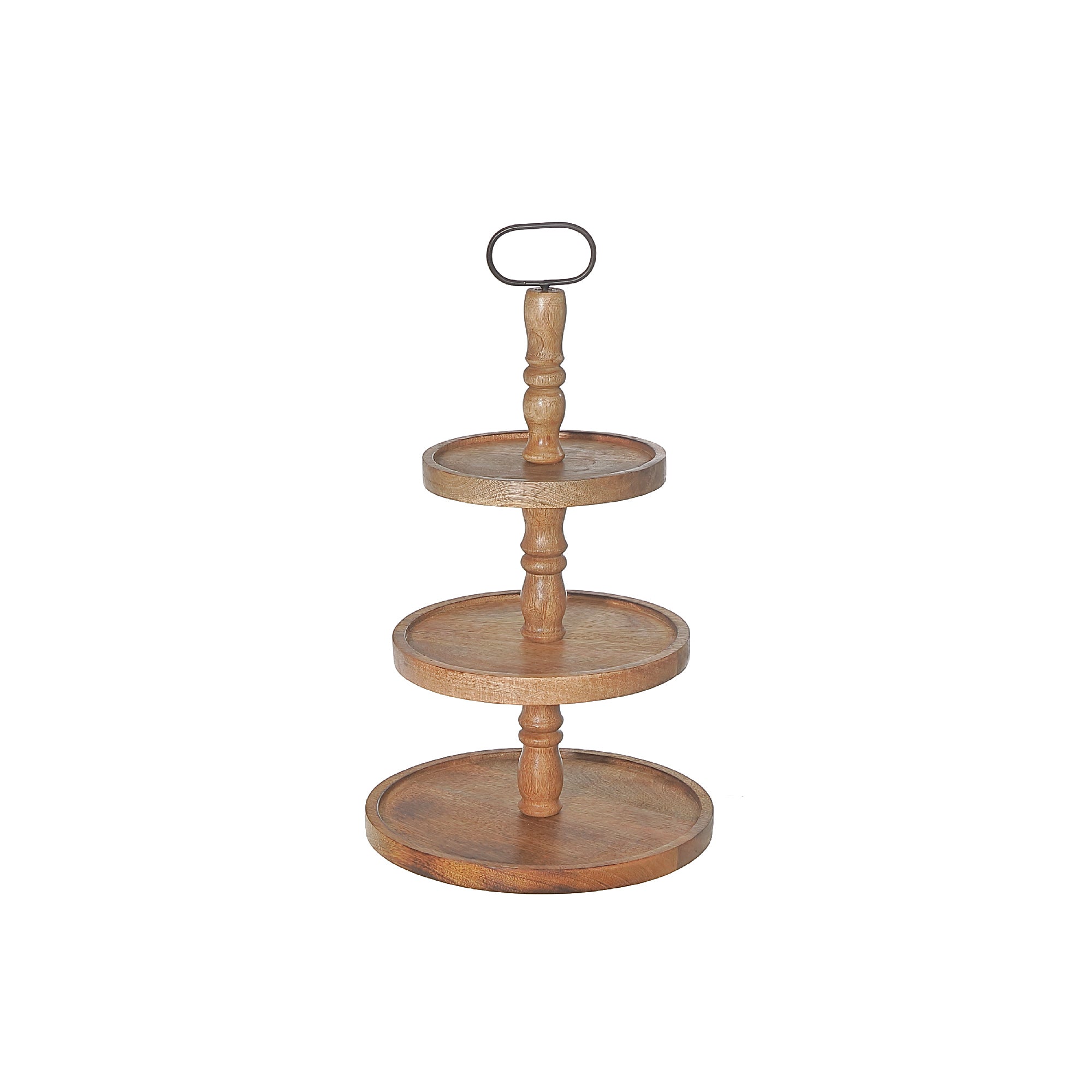 3 Tier Wooden Round Stand, Rustic Kitchen Display Stand, Home Serving Organizer