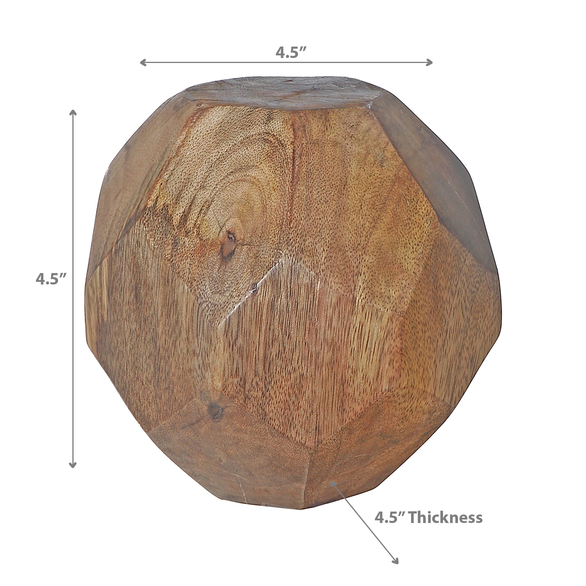 Large Mango Wood Decorative Ball 4.5"H – Tabletop Accent, Home Decor