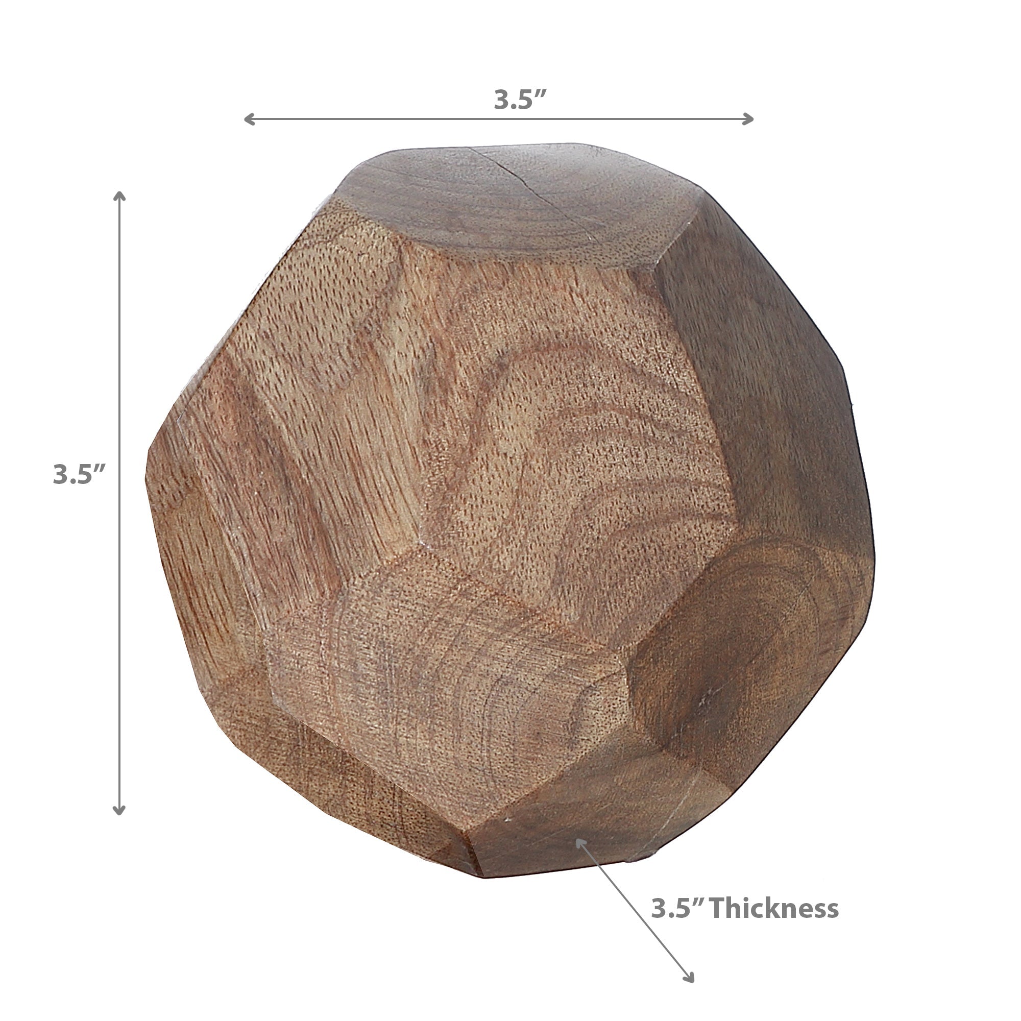 Small Mango Wood Decorative Ball 3.5"H – Tabletop Accent, Home Decor
