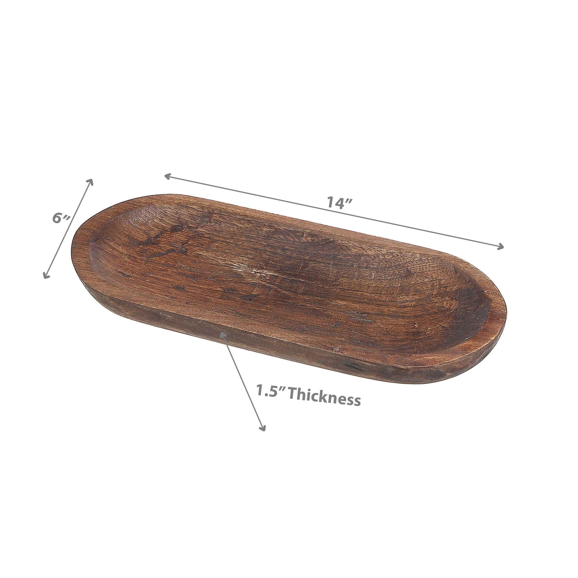 Mango Wooden Oval Dough Tray Medium, Medium Mango Wood Oval Dough Tray, Rustic Kitchen Decor, Serving Tray