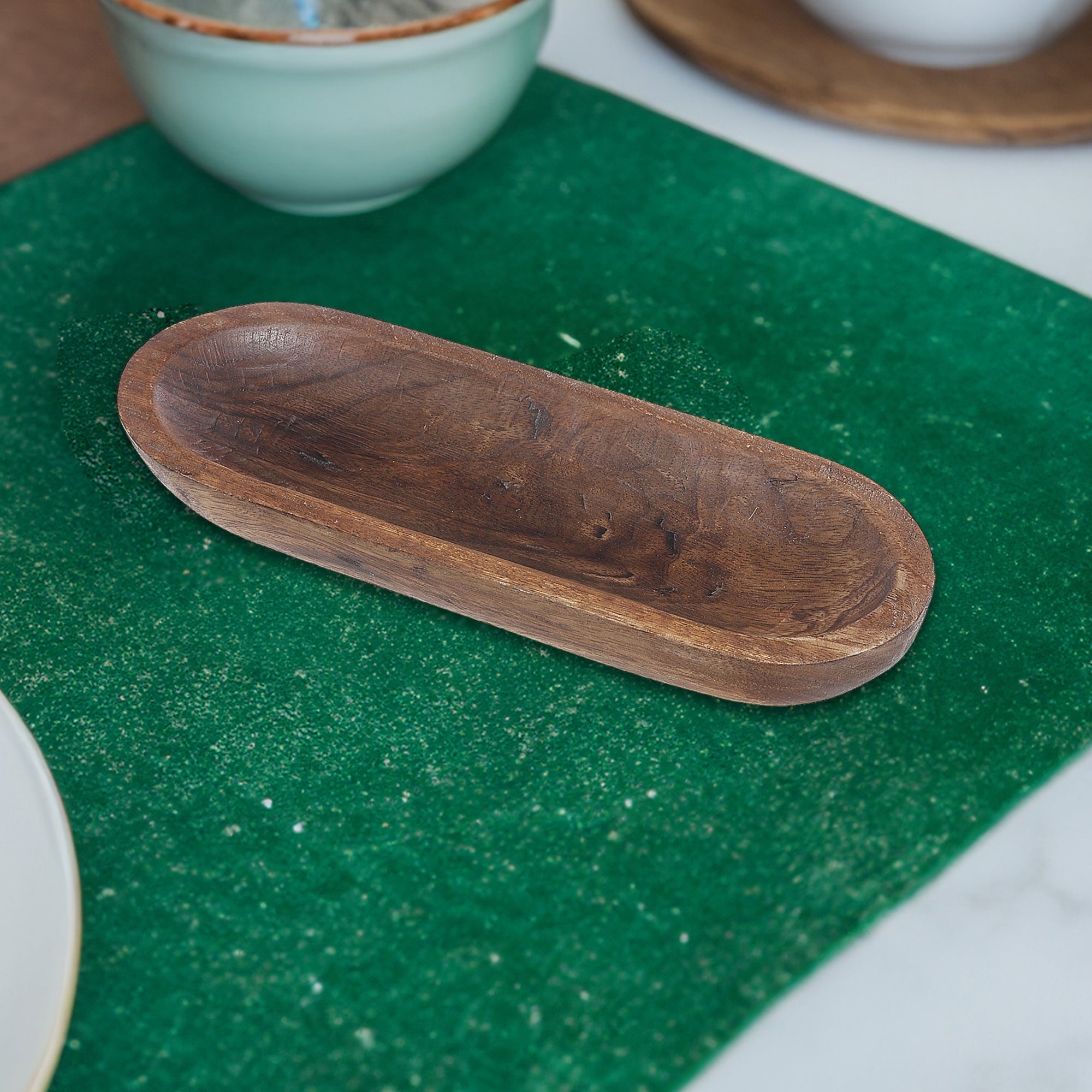 Mango Wooden Oval Dough Tray Small, Small Mango Wood Oval Dough Tray, Kitchen Or Serving Accessory