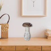 Large Mango Wood White Polka Dot Mushroom Decor – Tabletop Accent, Rustic Home Decor