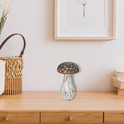 Small Mango Wood White Polka Dot Mushroom Decor – Tabletop Accent, Rustic Home Decor