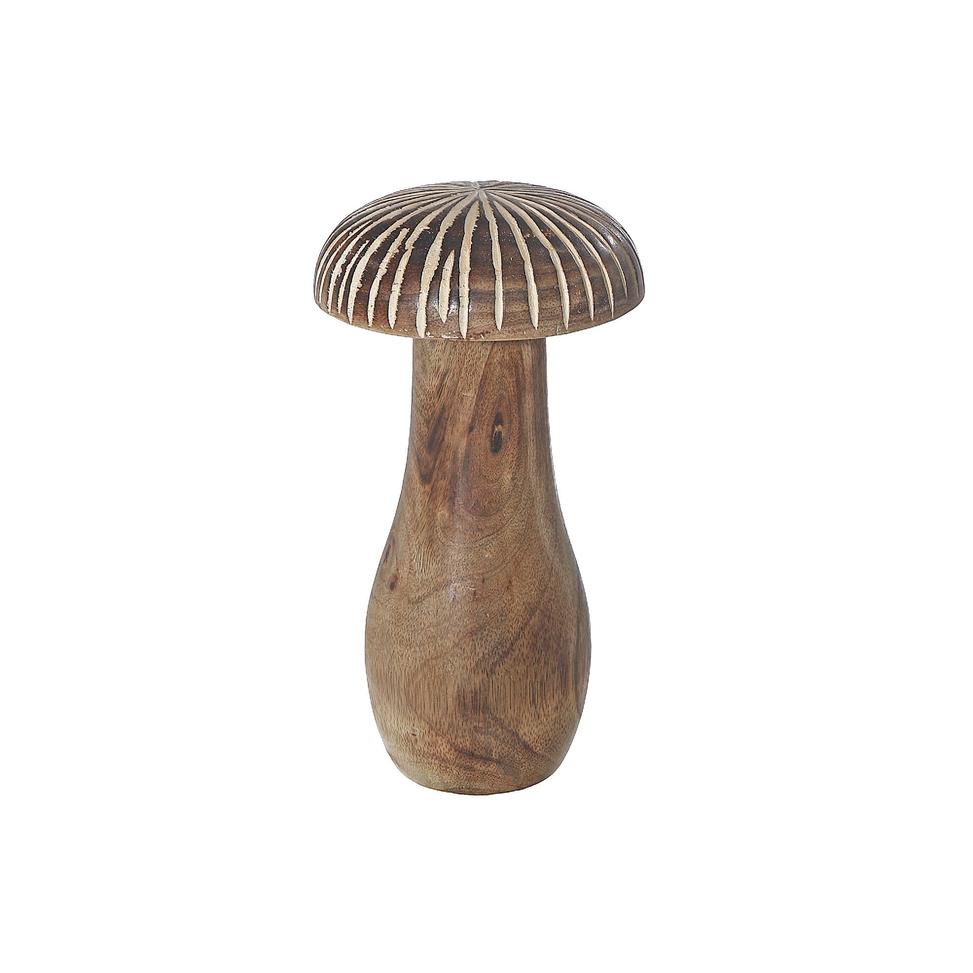 Large Mango Wood White Carved Mushroom Decor – Tabletop Accent, Home Decoration