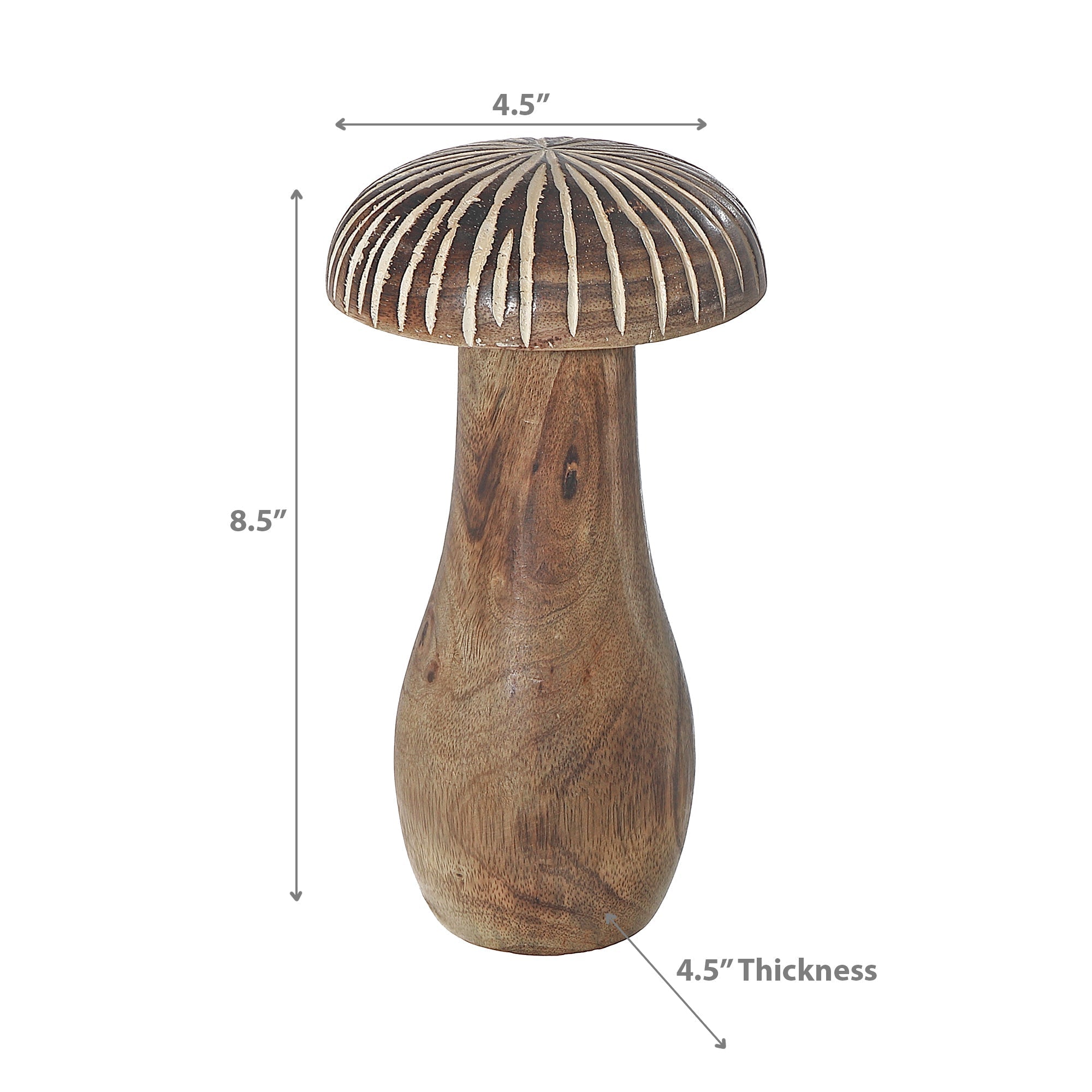 Large Mango Wood White Carved Mushroom Decor – Tabletop Accent, Home Decoration