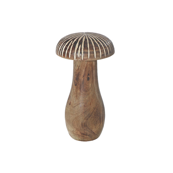 Mango Wooden Craved White Decor Mushroom Large