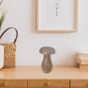 Small Mango Wood White Carved Mushroom Decor – Tabletop Accent, Home Decoration