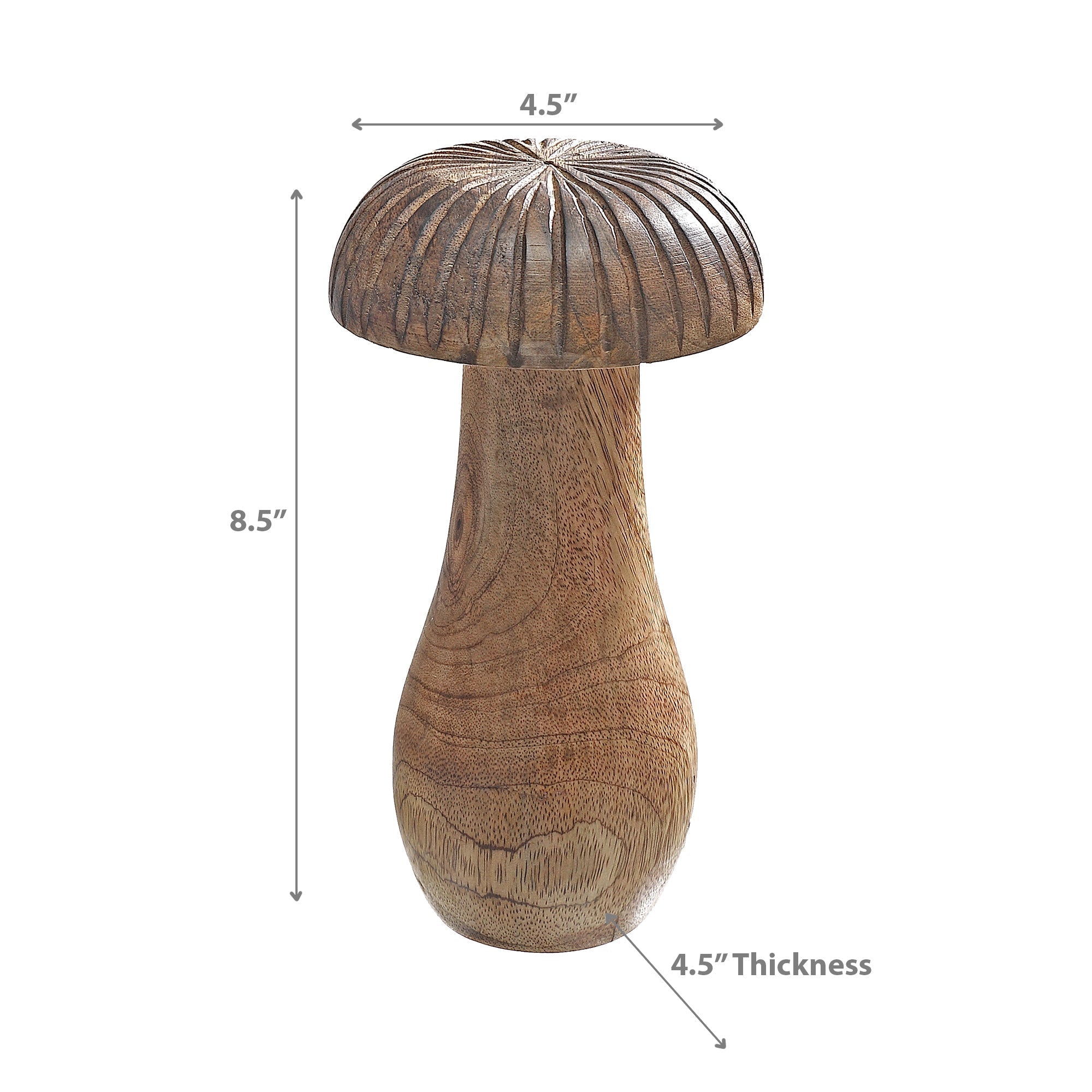 Large Mango Wood Carved Mushroom Decor – Tabletop Accent, Rustic Home Decor