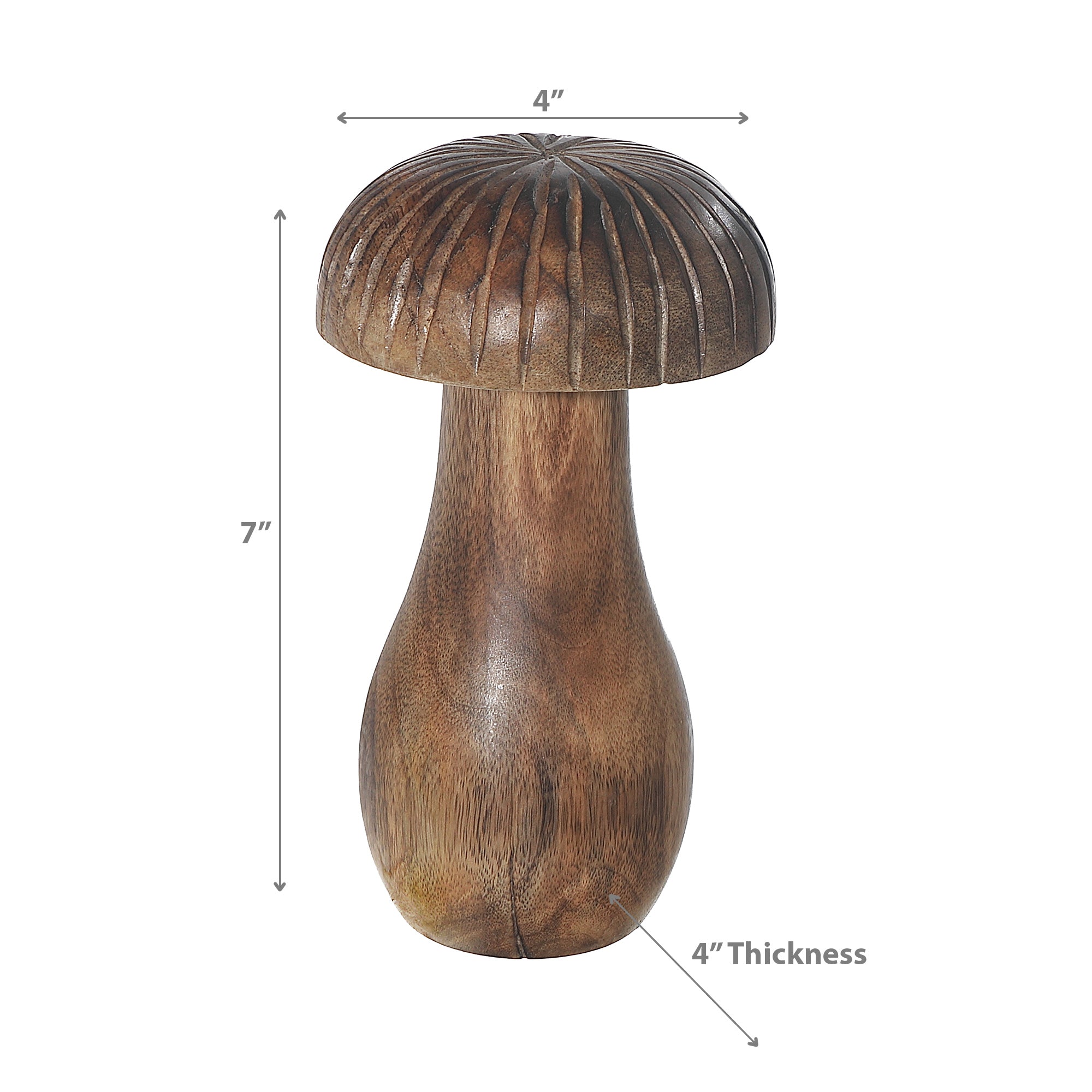 Mango Wood Carved Mushroom Decor Small – Tabletop Accent, Rustic Home Decor