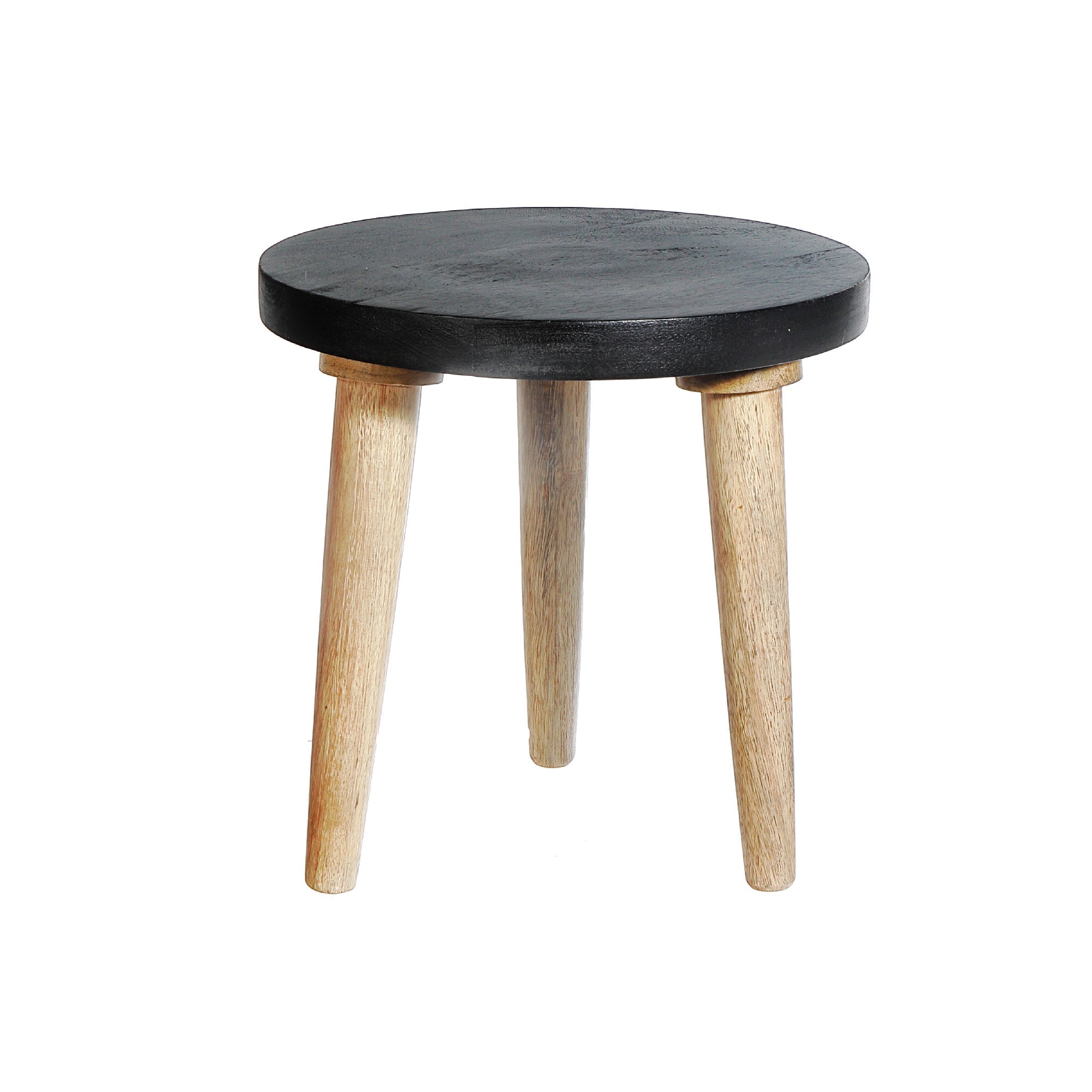 10" Round Mango Wood Plant Stand – Black Finish