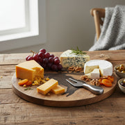 10" Mango Wood Round Cheese Board with Moose Etching
