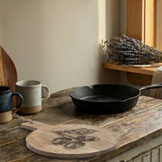 16" Mango Wood Round Cheese Board with Acorn Etching