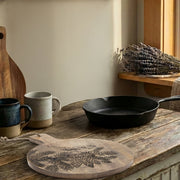 16" Mango Wood Round Cheese Board with Bird & Pine Cone Etching
