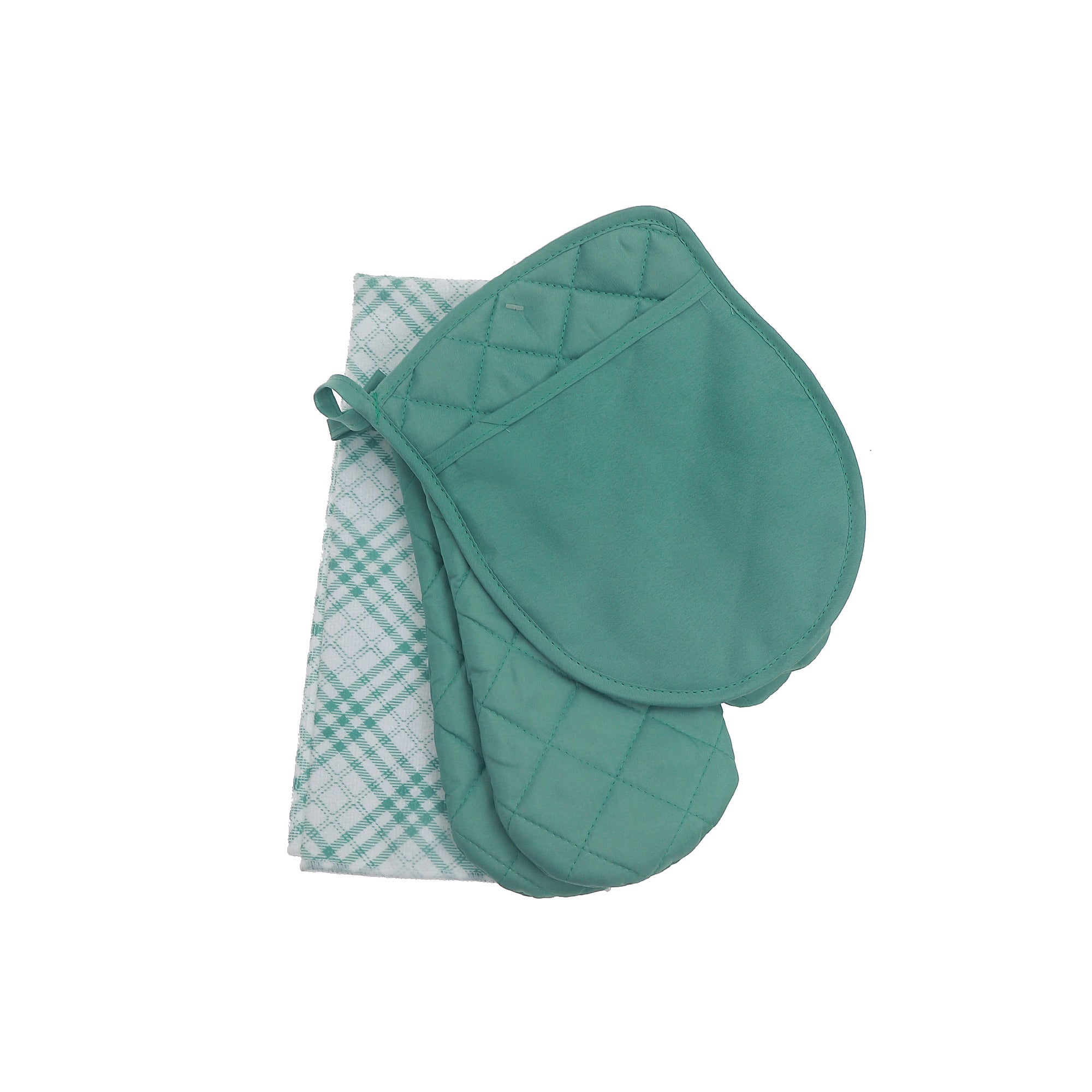 Aqua Trellis Print 4-Piece Kitchen Textile Set