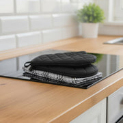 Black Trellis Print 4-Piece Kitchen Textile Set