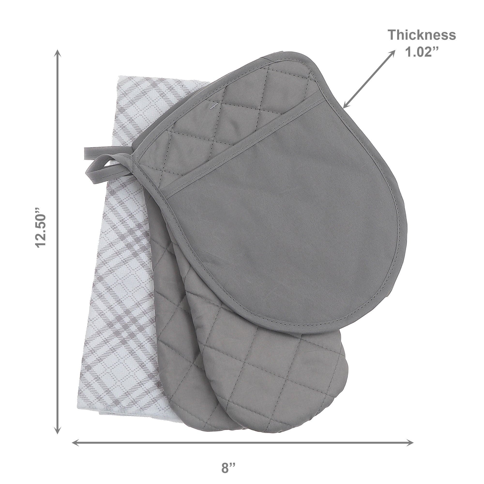 Grey Trellis Print 4-Piece Kitchen Textile Set