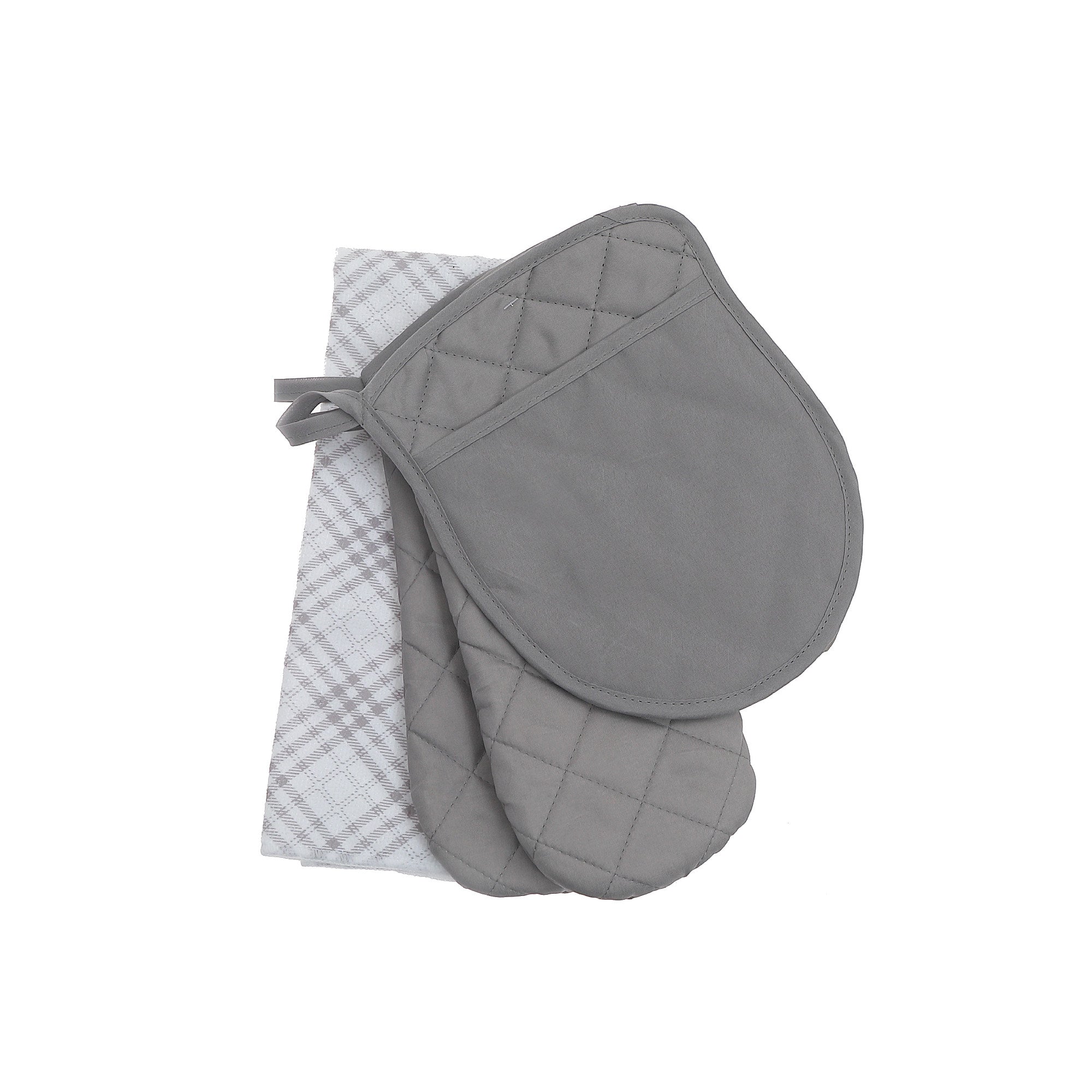 Grey Trellis Print 4-Piece Kitchen Textile Set