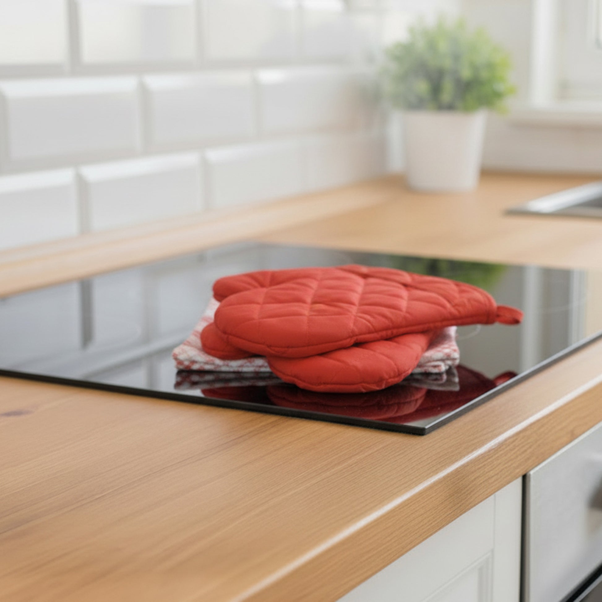 Rust Trellis Print 4-Piece Kitchen Textile Set