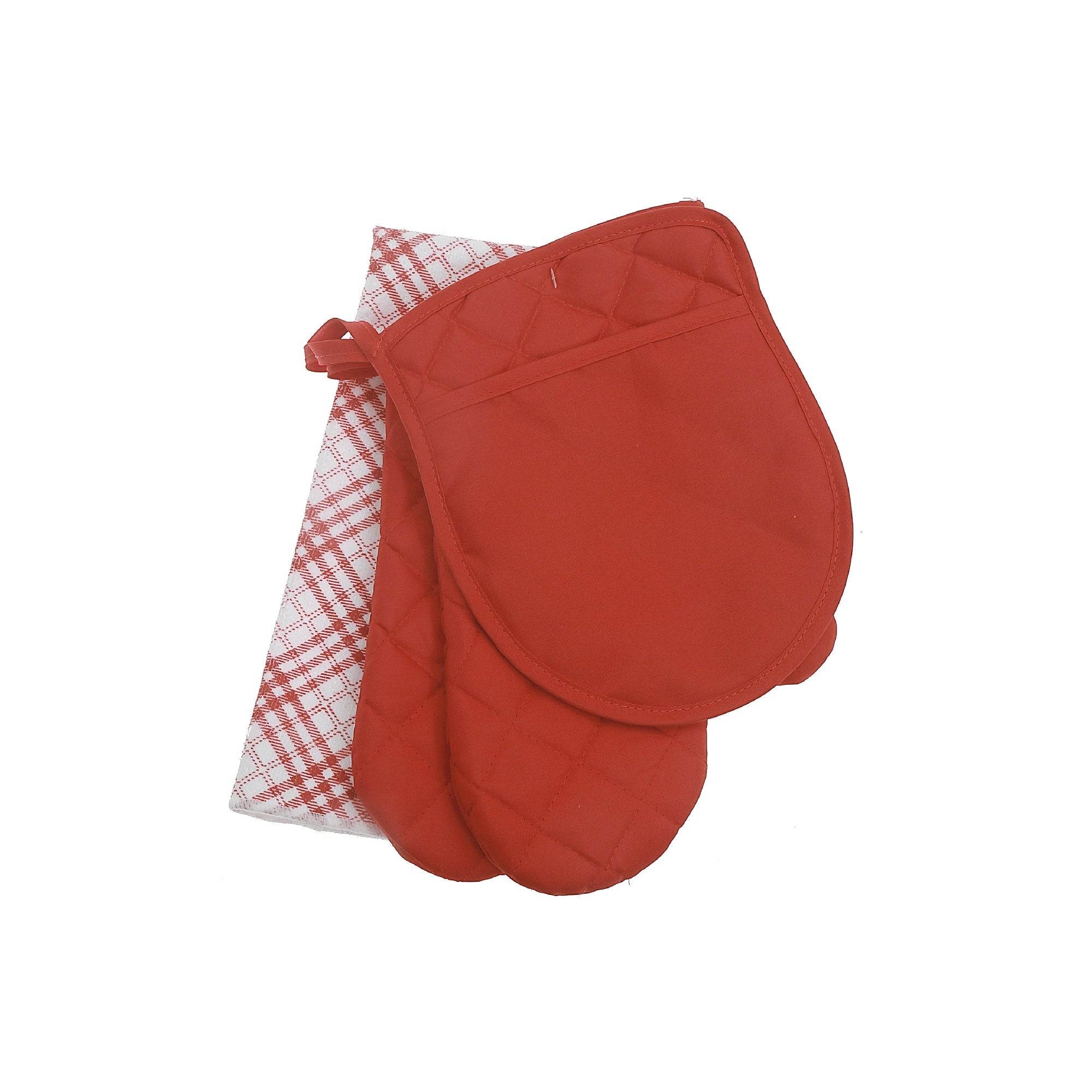 Rust Trellis Print 4-Piece Kitchen Textile Set