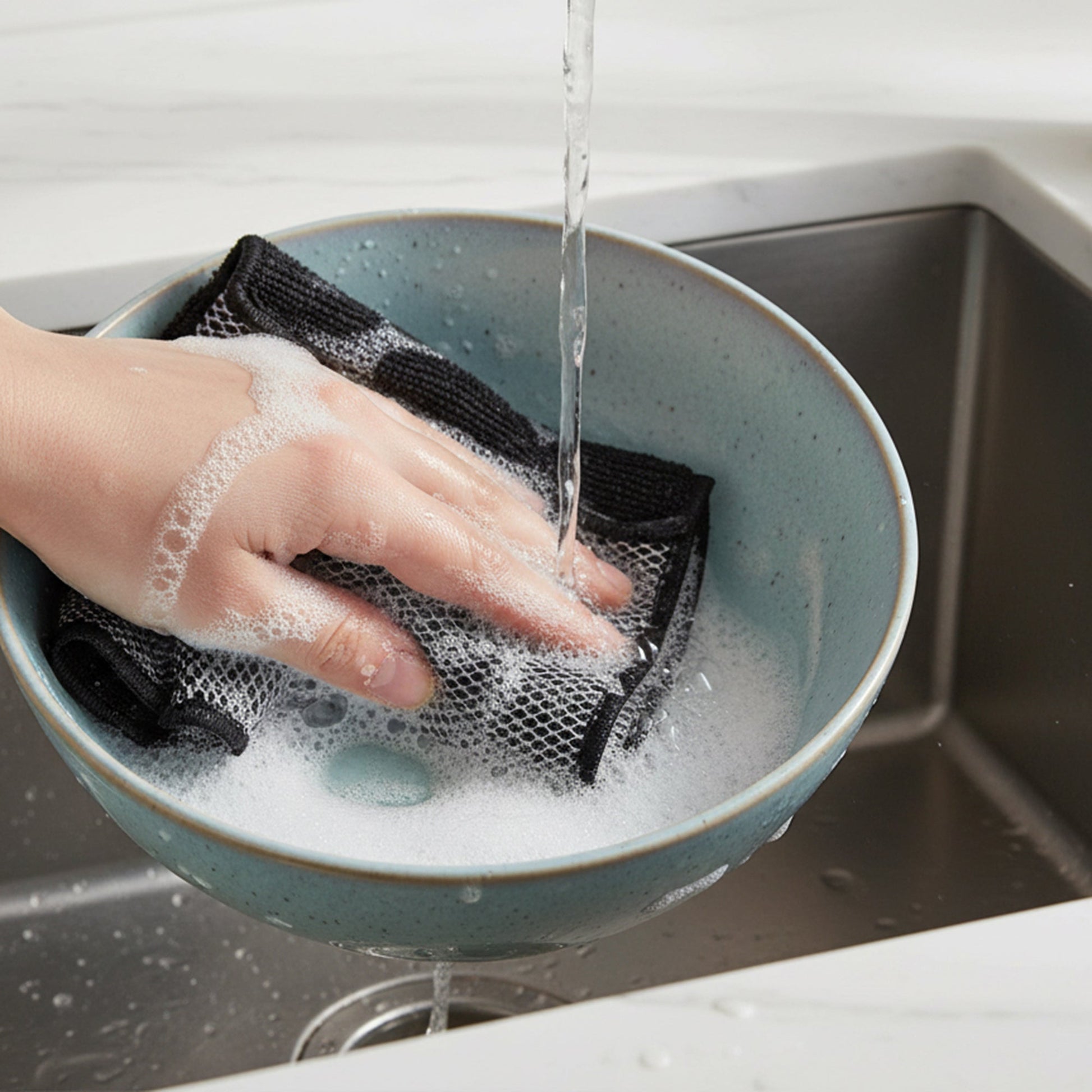Black Microfiber Dish Cloth and Scrubber Set, 8 Pieces, 2 Sets, Kitchen Cleaning Cloths, Durable Reusable Cleaning Pads