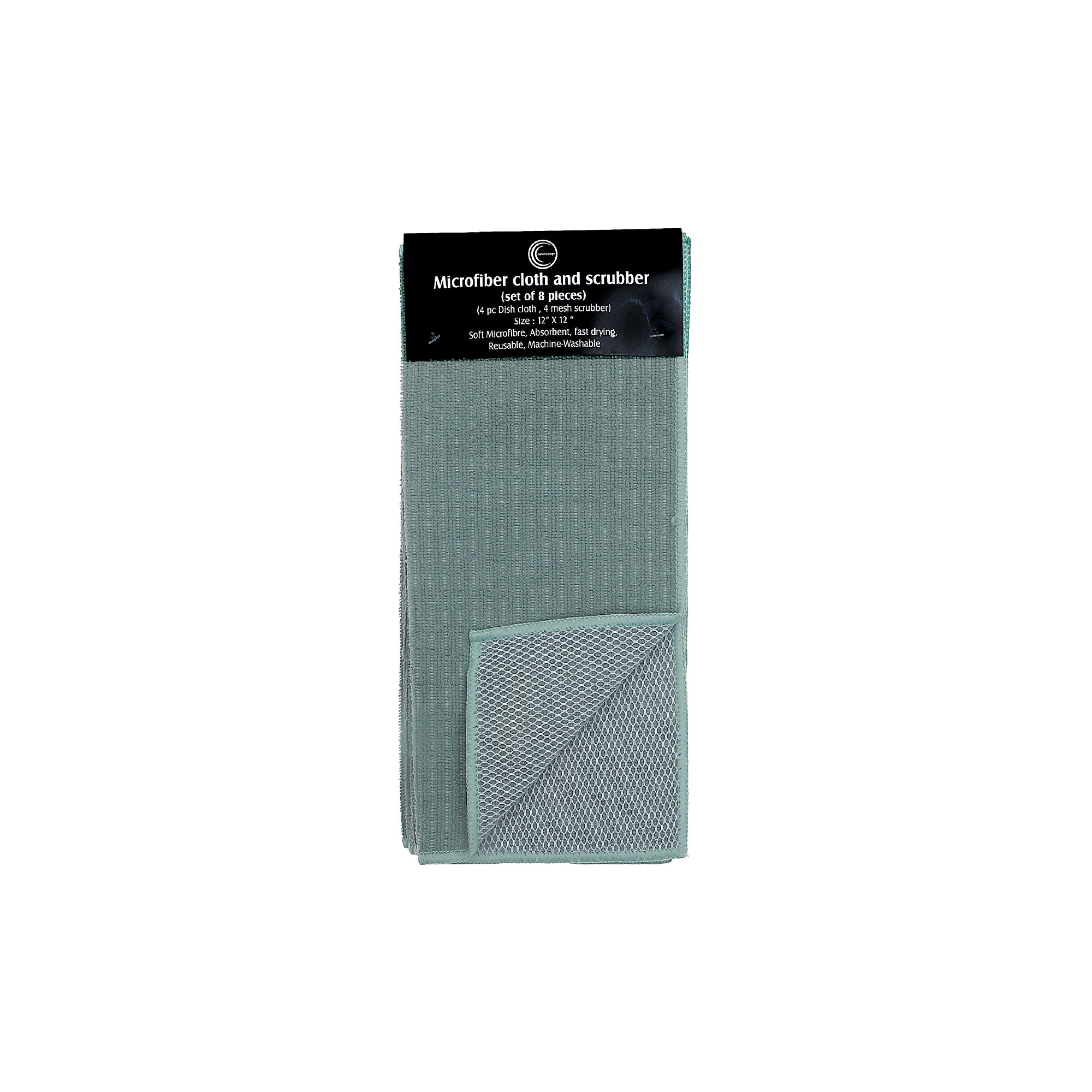 Green Microfiber Dish Cloth and Scrubber Set, 8 Pieces, 2 Sets, Kitchen Cleaning Cloths, Reusable Cleaning Pads