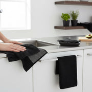 Black Microfibre Dish Drying Mats Set, 3-Pack Per Mat, Set of 2, Kitchen Counter Protector, Absorbent & Quick-Dry