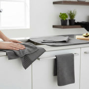 Grey Microfibre Dish Drying Mats Set, 3-Pack Per Mat, Set of 2, Kitchen Counter Protector, Absorbent & Quick-Dry
