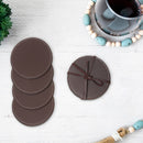 4Pc Round Genuine Leather Coasters