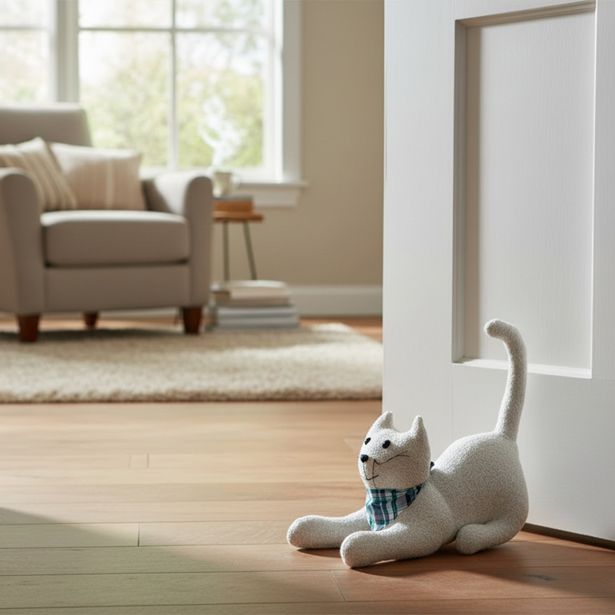 Stretching Cat Fabric Door Stopper – Decorative Animal Accent