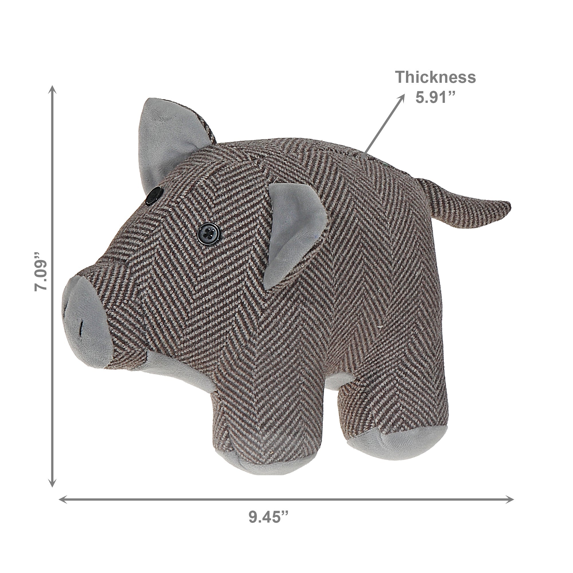 Grey Pig Fabric Door Stopper – Farmhouse Style Door Weight