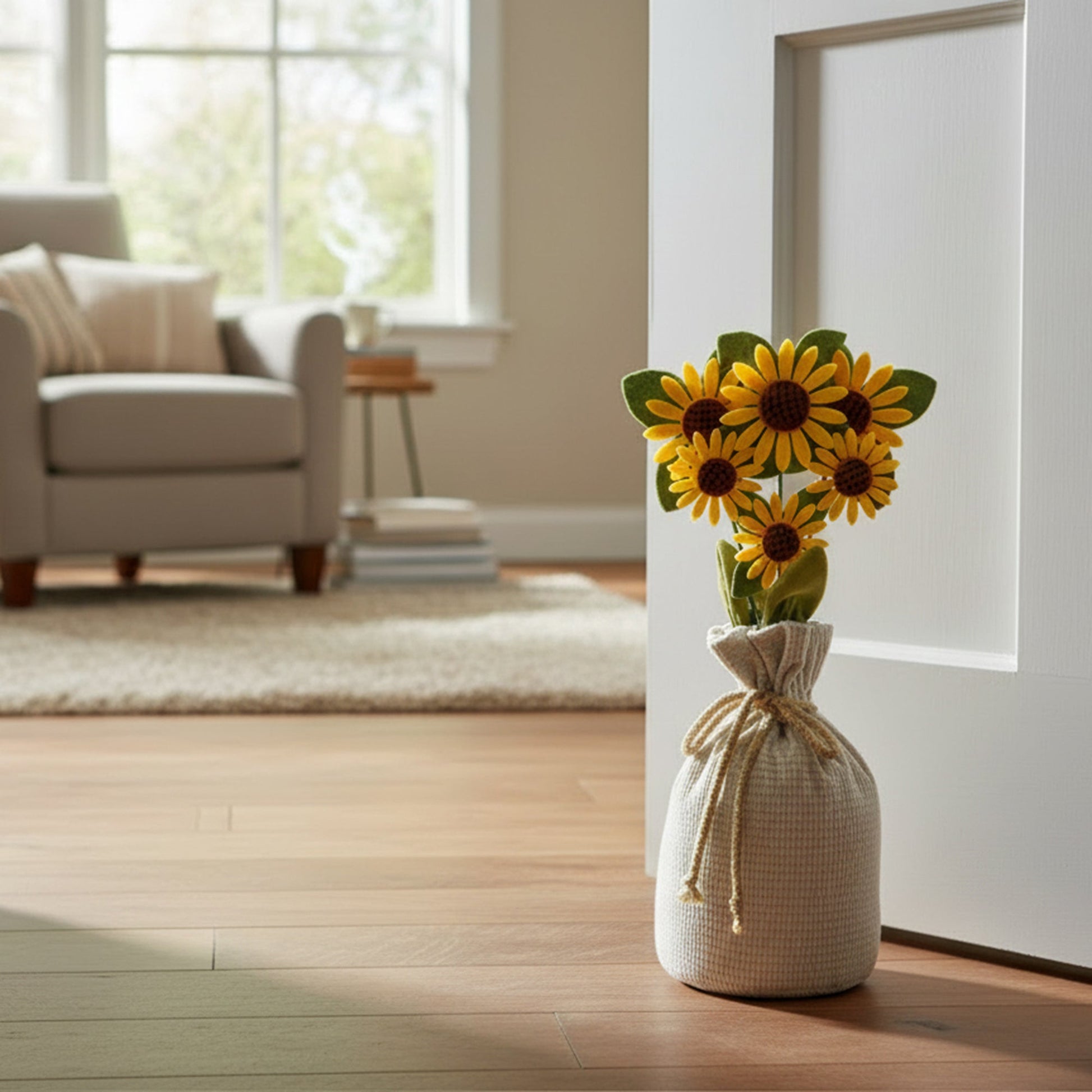 Sunflower Fabric Door Stopper – Cheerful Floral Door Accent
