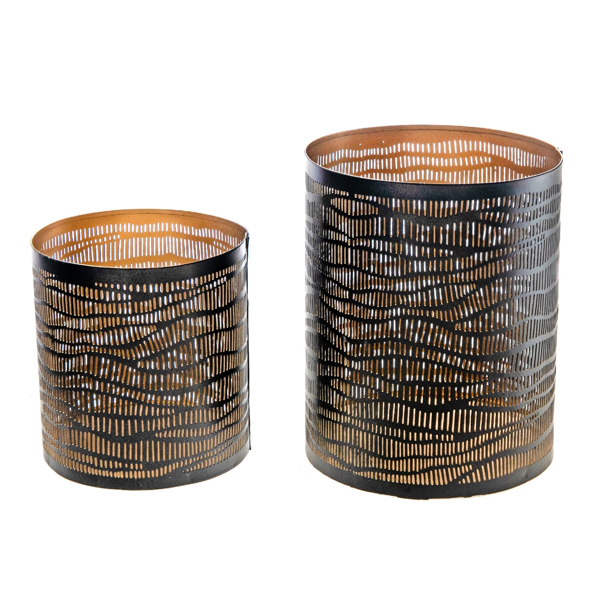 Cut Work Wave Candleholder Set Of 2, Decorative Home Candle Holder, Rustic Accent