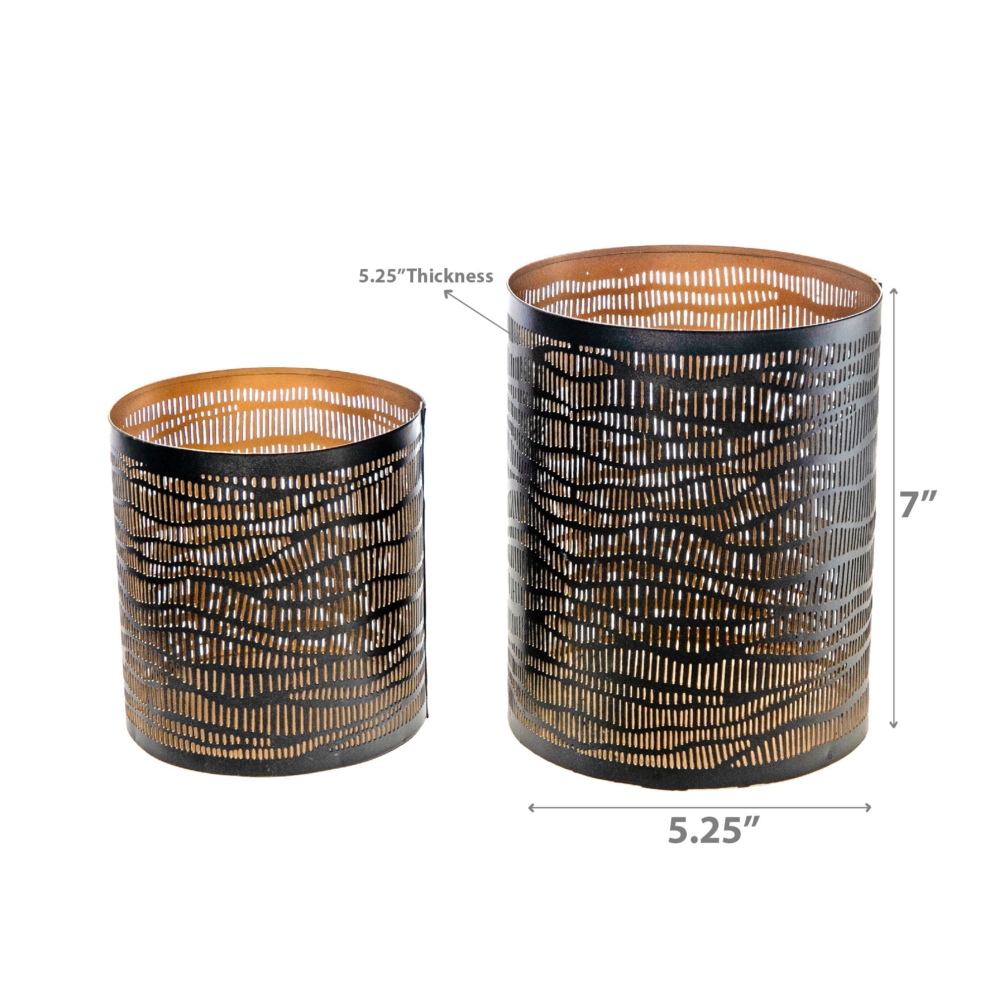 Cut Work Wave Candleholder Set Of 2, Decorative Home Candle Holder, Rustic Accent