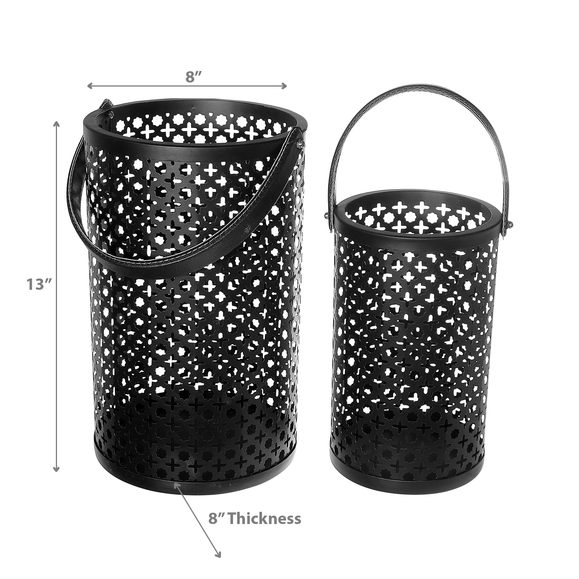 Metal Cutout Moroccan Lantern Set of 2 – Decorative Candle Holders, Indoor/Outdoor Lighting