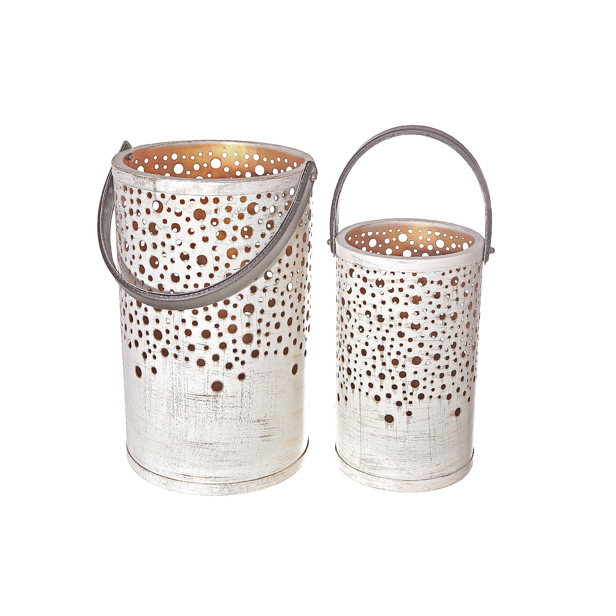 Metal Cutout Luna Lantern Set of 2 – Decorative Candle Holders, Indoor/Outdoor Lighting